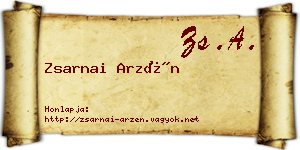 Zsarnai Arzén névjegykártya